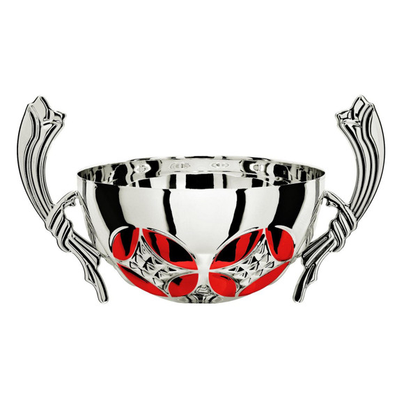 Immagine di MEZZA SFERA FARFALLA SILVER-RED D. 100 CORNUCOPIA